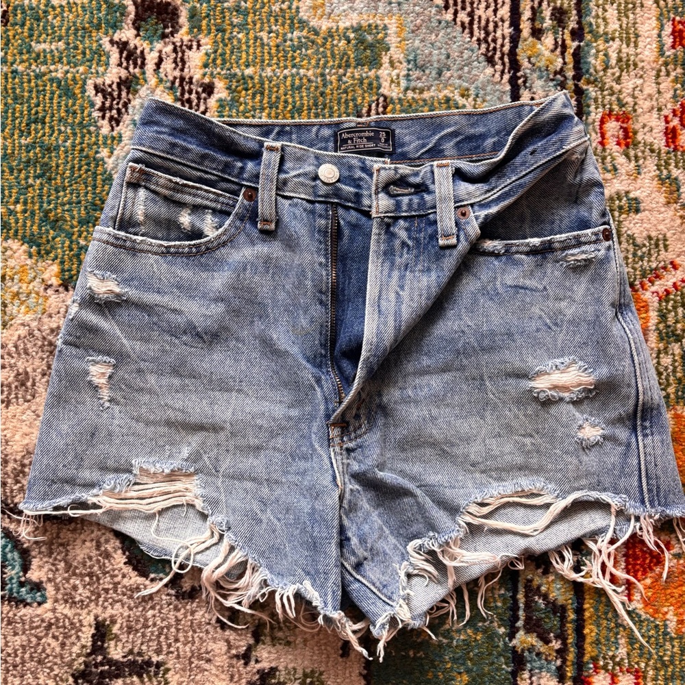 Abercrombie & Fitch Blue Distressed Jean Shorts
